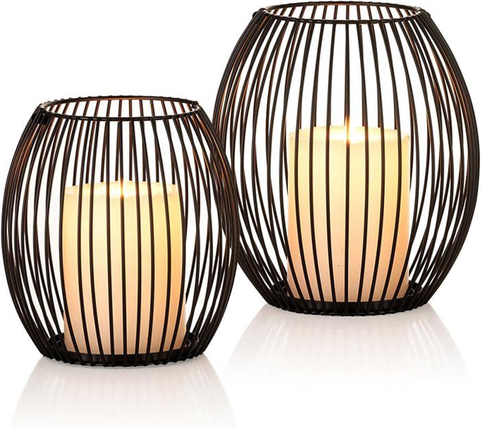 Lot De 2 Lanternes Exner 36 & 46 Cm - Métal Et Verre, Style Campagne, Grises - Déco Jardin