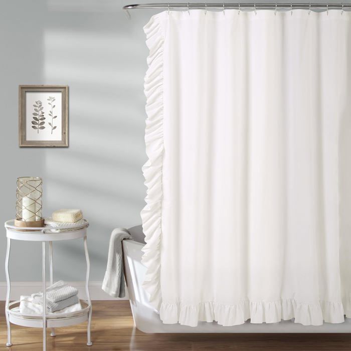 Lush Decor Rideau De Douche à Boutons En Lin, Blanc Cassé 183 X 183 Cm