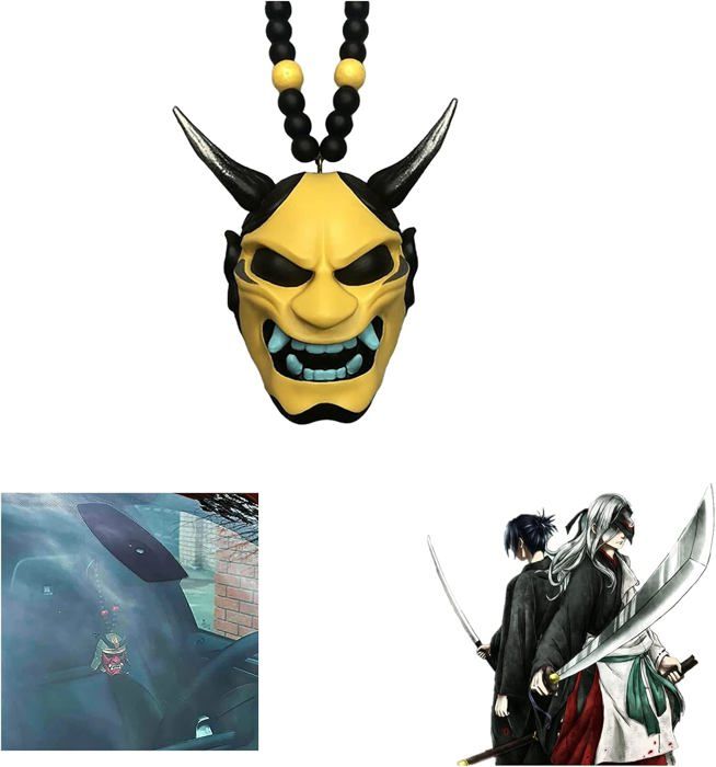 Pendentif Voiture Samouraï Hannya Masque Oni Japonais – Décoration Rétroviseur Style Samurai & Prajna Mystique
