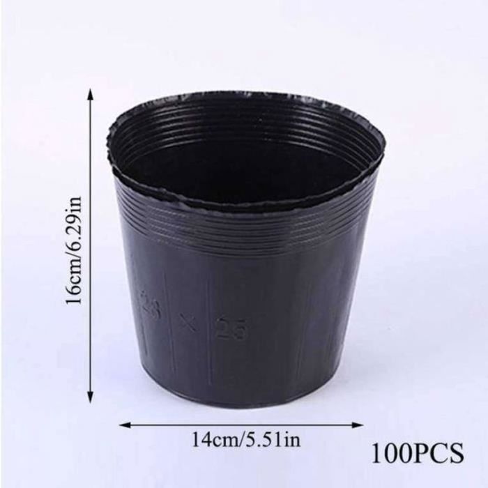 Lot De 25 Pots De Pépinière Noirs En Plastique Profond - 20,3 Cm De Haut - Avec Trous De Drainage Pour Plantes, Légumes Et Fleurs