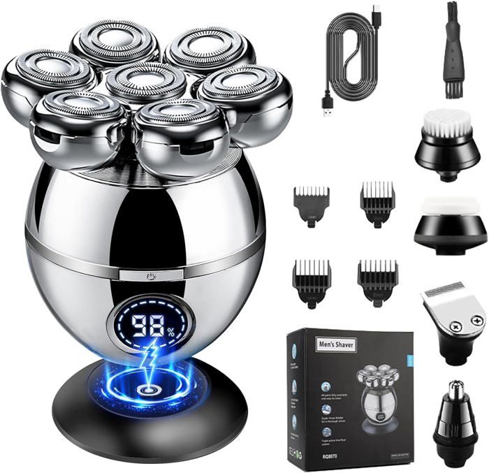 Rasoir électrique Homme 7D, CHLANT Rasoir à Tête Chauve Rasoir Cheveux