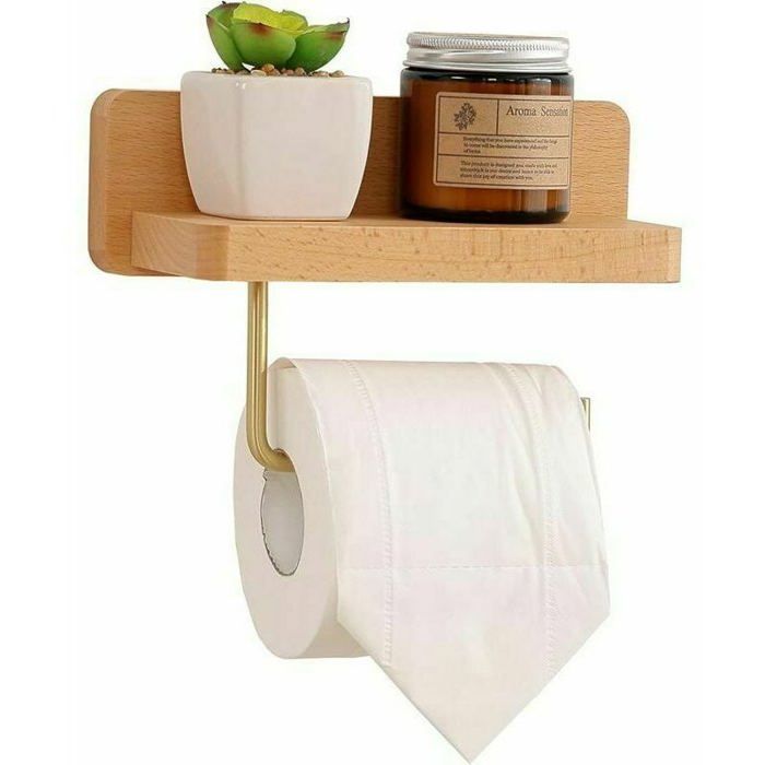 Porte-Papier Toilette Bois Rustique Mural Auto-Adhésif Ou Perçage