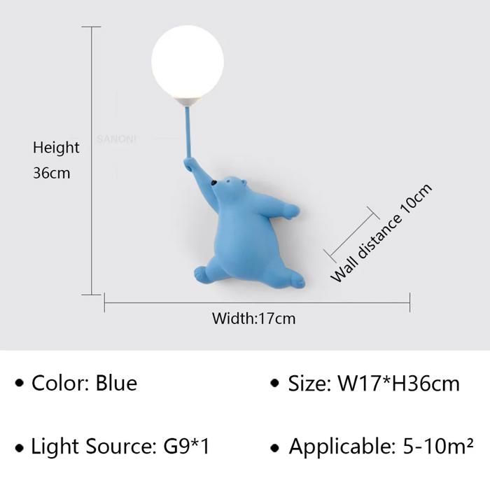 Applique murale LED moderne pour chambre denfant One-handed blue bear (right hand) single-color warm light/mcj
