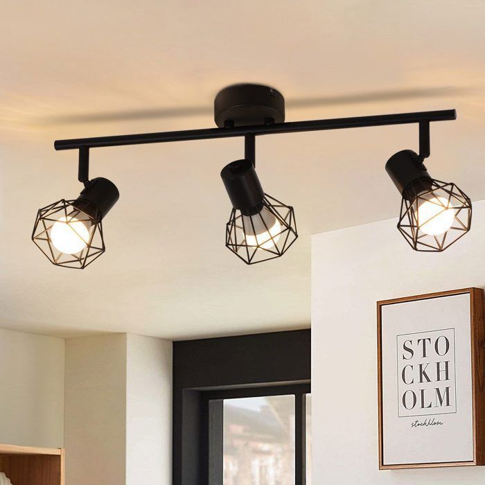 Plafonnier 6 Spots Orientables Noir – éclairage LED Directionnel Pour Cuisine, Salon, Couloir - 4