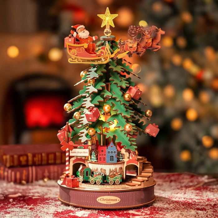 Puzzle 3D en bois à construire - ROBOTIME Christmas Melody Tree Music Dreamer DIY
