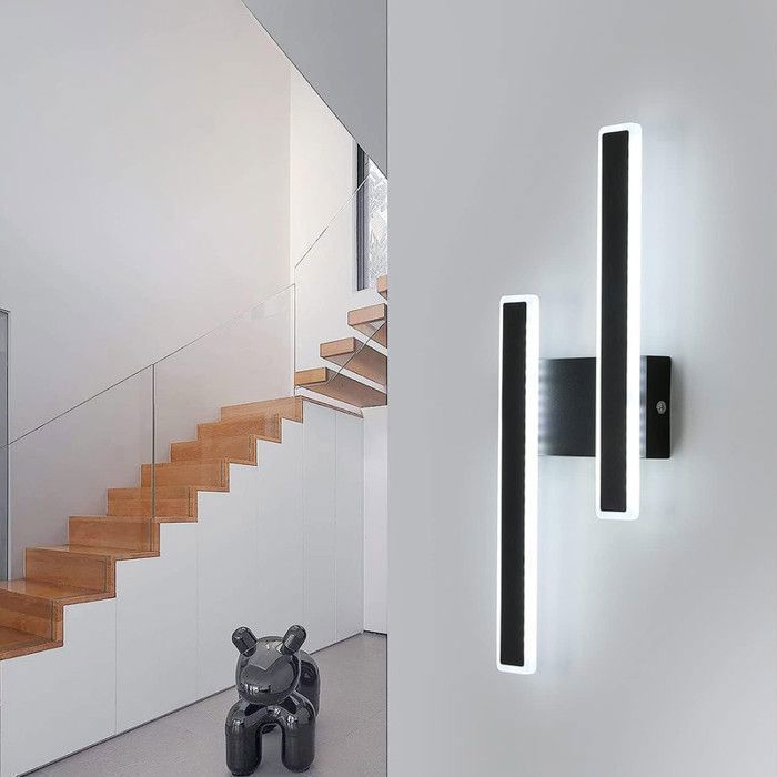 DELIPOP Applique Murale Intérieure LED 32W 3600LM 6500K - Lampe Murale Moderne pour Chambre Salon Couloir Escalier - Noir
