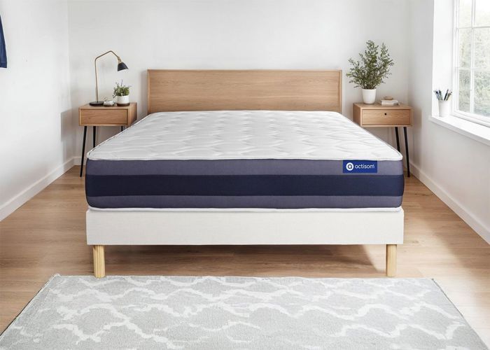 Ensemble Matelas Sommier 150x190 cm - Actilatex Morpho - Sommier Kit Blanc
