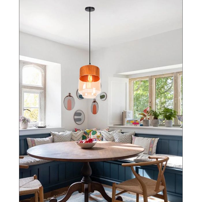 Diday Suspension Luminaire Moderne Industriel Lustre Abat-jour en Verre et Bois E27 Lampe de Plafond Vintage Réglable 18cm*31cm Diday Suspension Luminaire Moderne Industriel Lustre Abat-jour en Verre et Bois E27 Lampe de Plafond Vintage Réglable 18cm*31cm
