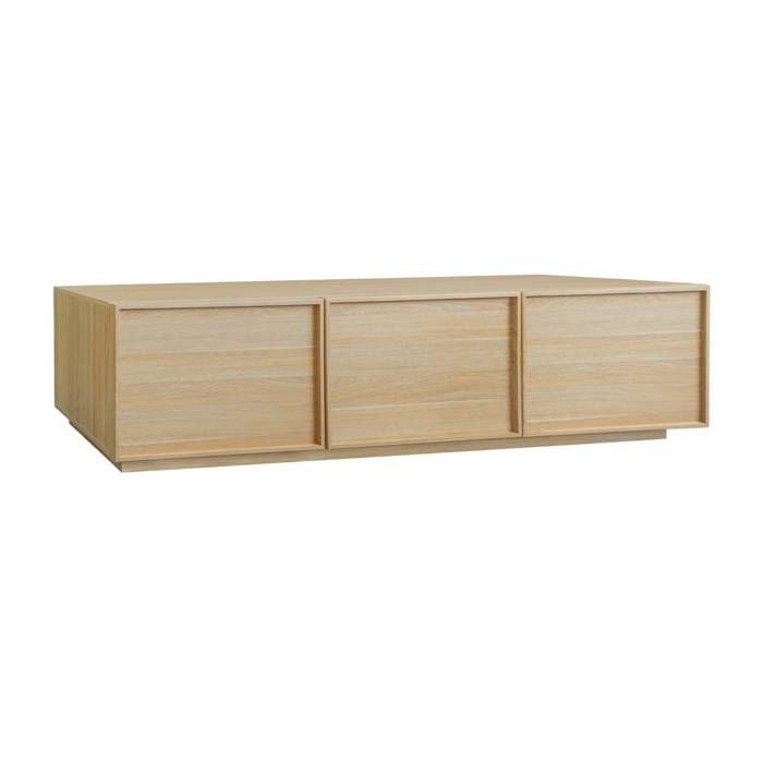 Meuble TV décor bois 3 portes naturel 180cm L 180 x P 43 x H 45cm - Kuba Meuble TV décor bois 3 portes naturel 180cm L 180 x P 43 x H 45cm - Kuba