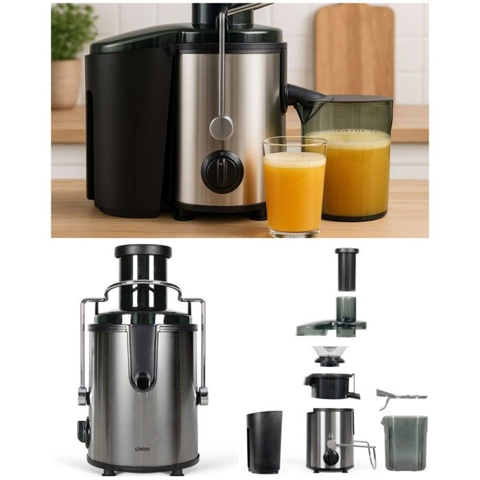 Centrifugeuse - LIVOO - 1000W - 2 vitesses - 15L pulpe - 08L jus amovible - Livoo