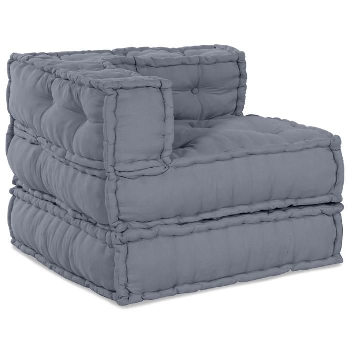 Pouf modulable gris 70x70x54 en tissu