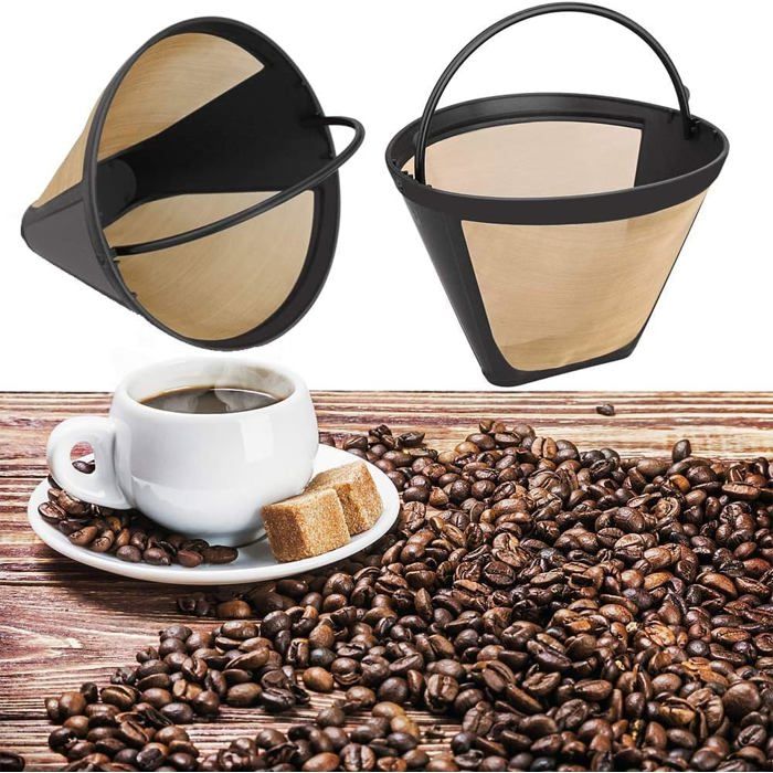 2 Filtres Café Réutilisables Maille Fine 100 – Universels Avec Poignée – Pour Machines & Cafetières