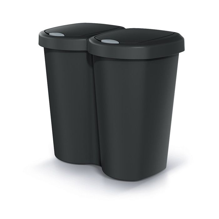 Poubelle Compacta B Duo noir capacité 40L un compartiment deux couvercles version murale NDBS40-S411
