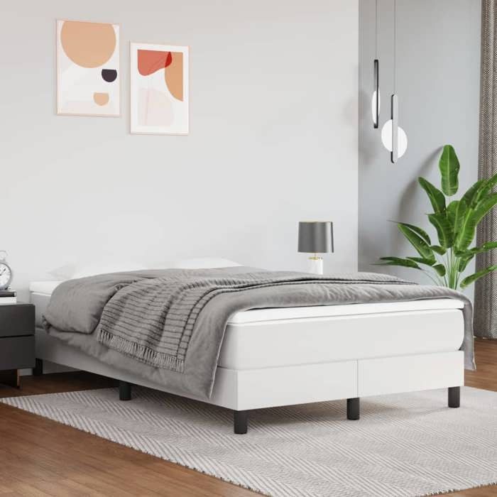 CHIC Lit adulte2 places - 120x200 cm Structure/Cadre de lit blanc 120x200 cm similicuir #Sara83873