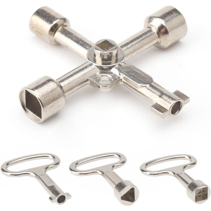 Clé Armoire Électrique 6 Voies Triangle 8mm Universelle Compteur Eau Poubelle Pompe 3-4 Pans