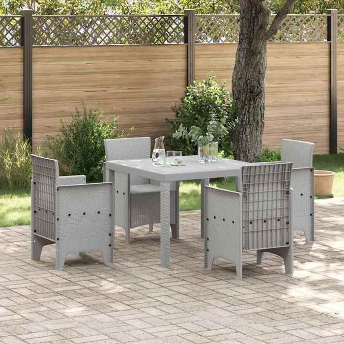 vidaXL Ensemble de salle à manger pour jardin 5 pcs Gris clair Ensemble de repas moderne pour jardin et terrasse 3378547