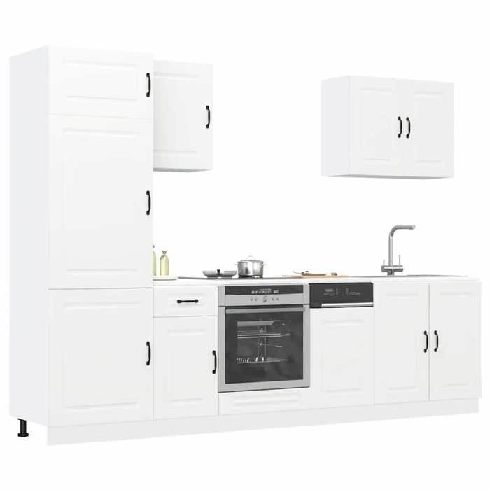 Ensemble darmoires de cuisine - vidaXL - Kalmar - Blanc - Bois dingénierie - 7 pièces - Pieds réglables