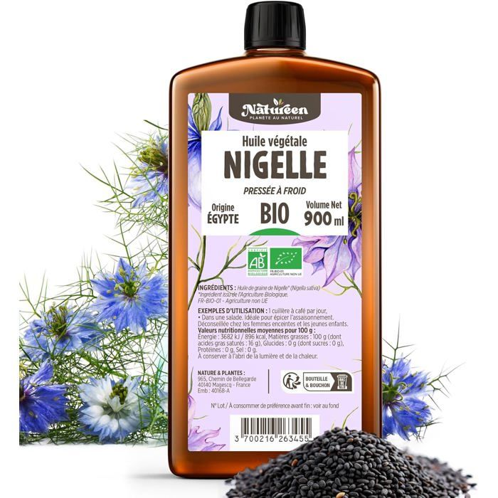 Huile de NIGELLE Bio Natureen 900 ml Pure et Pressée à Froid — free download