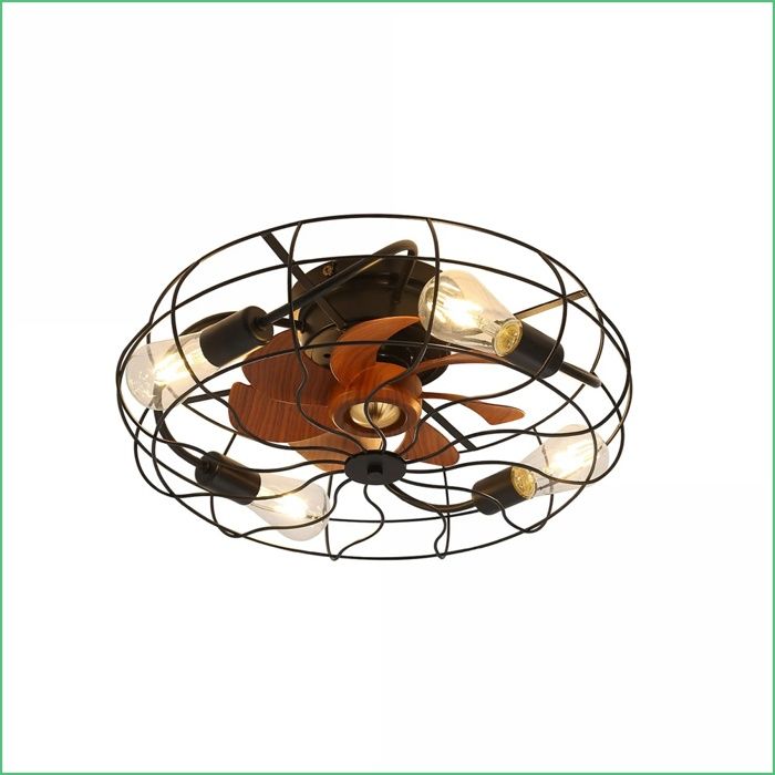 Ventilateur de plafond encastré - 20 pouces 7 pales télécommande lumière incluse - Style industriel - Noir - Dominiquefe