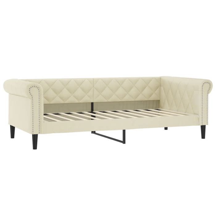 SALE 2026Lit de jour enfants et jeunes - 1 place - 235x90x68cm crème 80x200cm similicuir 28.7 Kg 620127