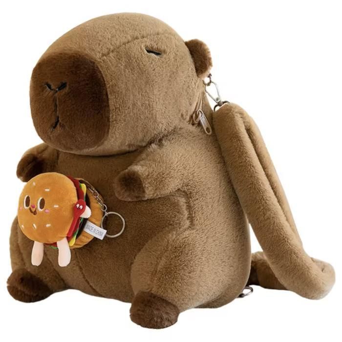 Sac à Dos Capybara en Peluche 35 cm – Sac Enfant Kawaii Animal Marron – Cartable Fantaisie Fille Garçon