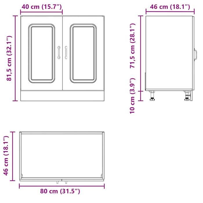 Remise 2026®Caisson de cuisine Noir - Meuble bas pour évier Kalmar - Noir - 80x46x81 5cm - Bois ingénierie 574 2163631