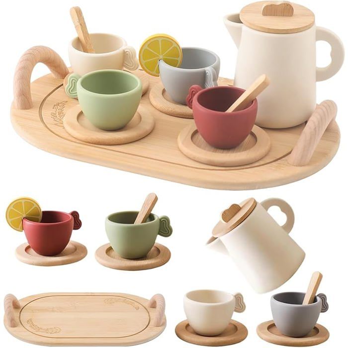 Service à Thé En Bois Pour Enfants ZUSUZU - Jeu De Rôle Dinette - 18 Pièces, Motif Pois - Cadeau Fille Garçon 3-6 Ans Jeu Dinette En Bois Pour Enfants Service à Thé En Bois Pour Enfants ZUSUZU - Jeu De Rôle Dinette - 18 Pièces, Motif Pois - Cadeau Fille Garçon 3-6 Ans Jeu Dinette En Bois Pour Enfants