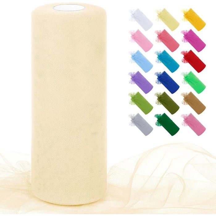Rouleau de Tulle Ivoire 30cm x 91m Tulle Mariage Polyester Maille Tissu Ruban Mariage pour Tutu Jupe 30cm x 91m Ivoire
