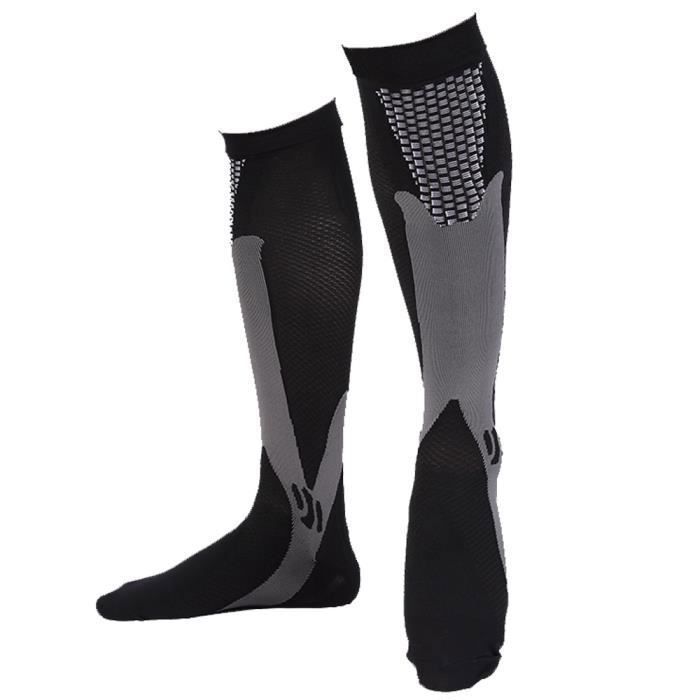 3 Paires Chaussettes de Contention Homme et Femme Bas de Contention Chaussette de Compression pour Le Running Les Sport l’Avion Noir