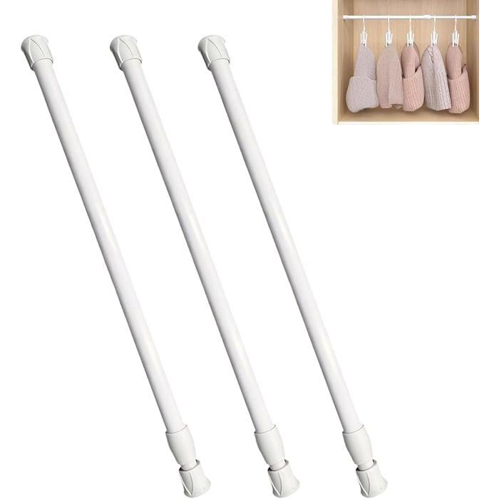 3 Pièces Barre Extensible Sans Perçage 30-50 cm Barre Rideau Extensible Tringle Extensible Entre 2 Murs avec Ressort pour