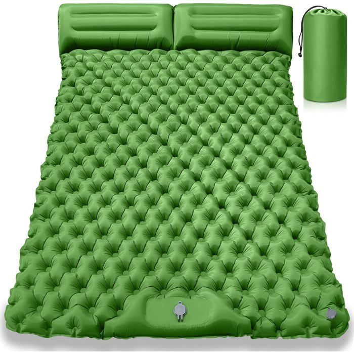 Tapis de Couchage de Camping Gonflable Double Matelas de Couchage Gonflable Imperméable avec Pompe à Pied et Coussin Ultra Léger