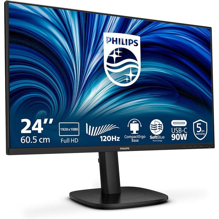 Philips 24B2U3301H Monitor 23.8 IPS Full HD 120Hz Webcam USB-C Nero