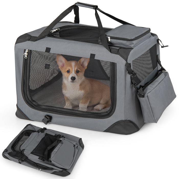 Sac de Transport Pliable COSTWAY pour Animaux Jusquà 11kg 3 Portes Fermeture Zippée Coussin Amovible Poches de Rangement Gris Sac de Transport Pliable COSTWAY pour Animaux Jusquà 11kg 3 Portes Fermeture Zippée Coussin Amovible Poches de Rangement Gris