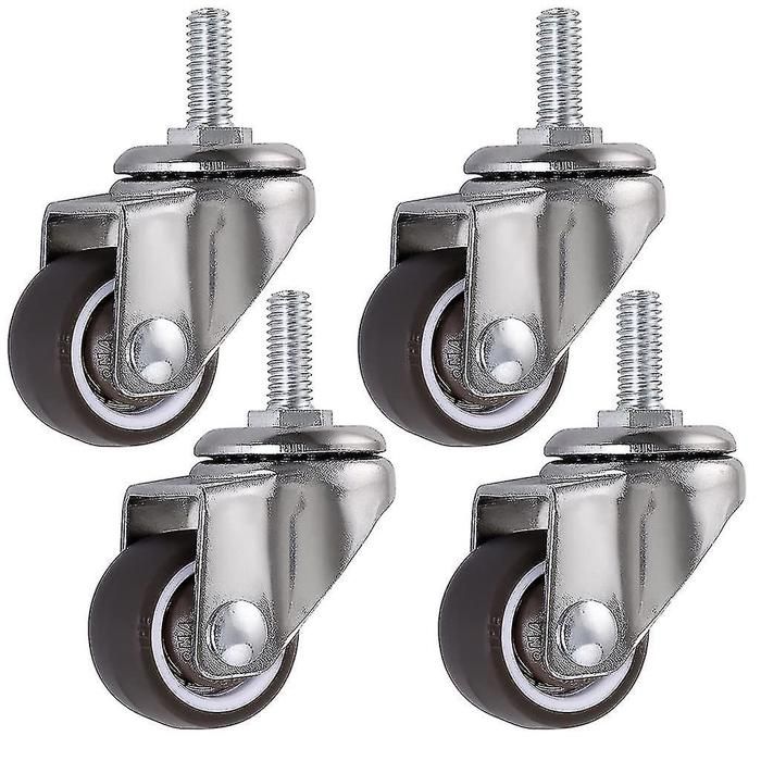 Lot 4 roulettes pivotantes caoutchouc M615 – Tige 25 mm – Pour chariots diables lits armoires tables – Meubles charge