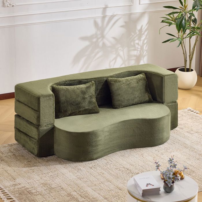 Canapé-lit futon - SOGEU - modèle au sol - Convertible 2-en-1 - Pliable et repliable - Mousse haute densité