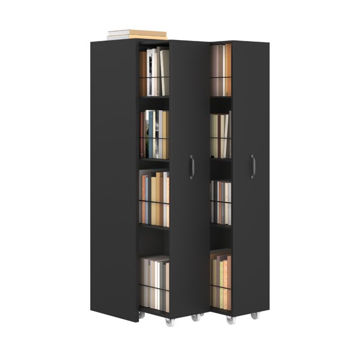 Bibliothèque extensible à roulettes 4 niveaux meuble mobile réversible gauche/droite rangement modulable pour salon Bibliothèque extensible à roulettes 4 niveaux meuble mobile réversible gauche/droite rangement modulable pour salon