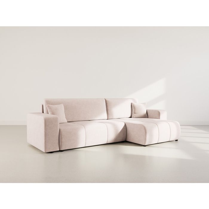 Nicole - Canapé dangle réversible 5 places convertible avec coffre en tissu - Taupe Nicole - Canapé dangle réversible 5 places convertible avec coffre en tissu - Taupe
