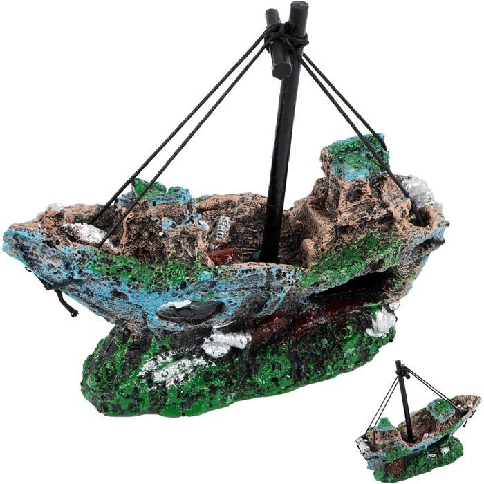 Déion daquarium Accessoire pour Aquarium Déion dépave de Bateau PERLE