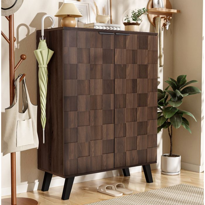 Meuble à chaussures marron 80 x 35 5 x 110 cm 5 niveaux étagères réglables charnières soft-close