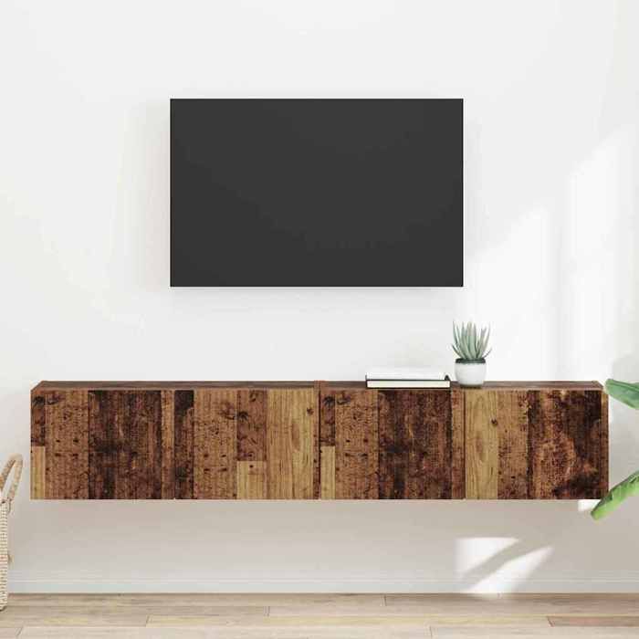 Unités murales TV (2 pcs) - VIDAXL - Meubles TV Suspendu - pour Téléviseur - Bois Ancien 60x31x29.5 cm T792