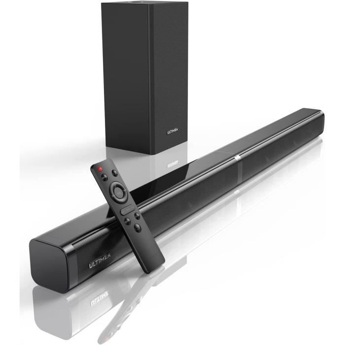 Barre de Son TV 130 DB Soundbar à Basses Profondes pour Home Cinéma Barre de Son 150W avec Caisson de Basses USB RCA Compatible avec Bluetooth 5.0 AUX Barre de Son 2.1 Entrée Optique
