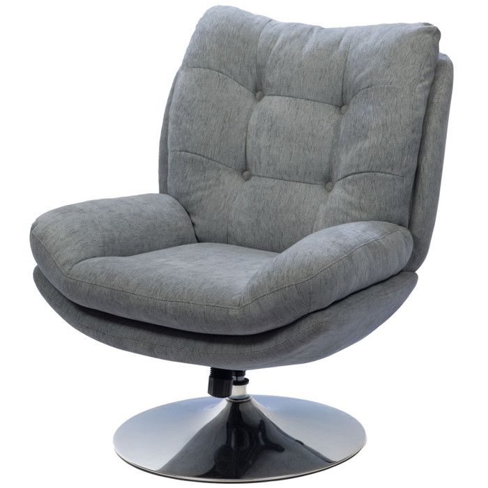 Fauteuil en tissu gris clair avec piètement chromé Magnum - Amadeus Fauteuil en tissu gris clair avec piètement chromé Magnum - Amadeus