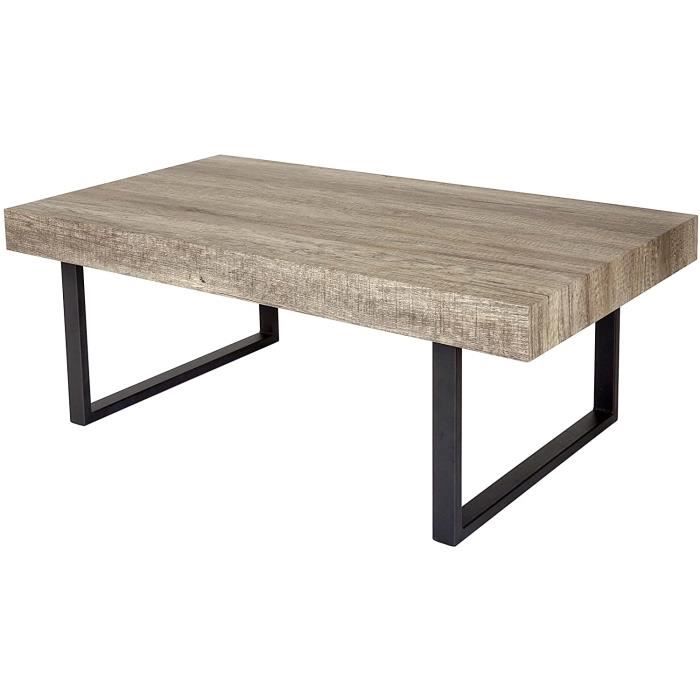 FSC 40x110x60cm ~ chêne sauvage pieds métalliques Table basse de salon Kos T576 FSC 40x110x60cm ~ chêne sauvage pieds métalliques Table basse de salon Kos T576