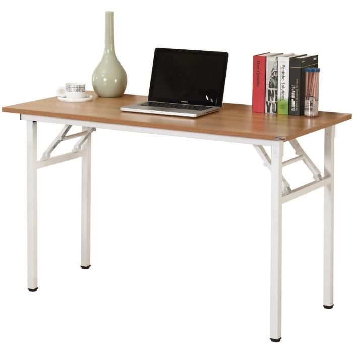 Bureau Pliant Avec Roulettes 80x58cm - Table Portable Avec Rangement Marron/Noir
