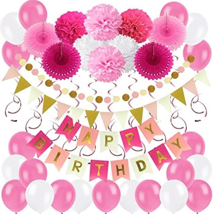 Jeu De Coloriage Xinod Ensemble De Decoration D Anniversaire Joyeux Anniversaire Banniere Bruant Avec 4 Fans De Papier Tissu 6 Pomp Cdiscount Maison