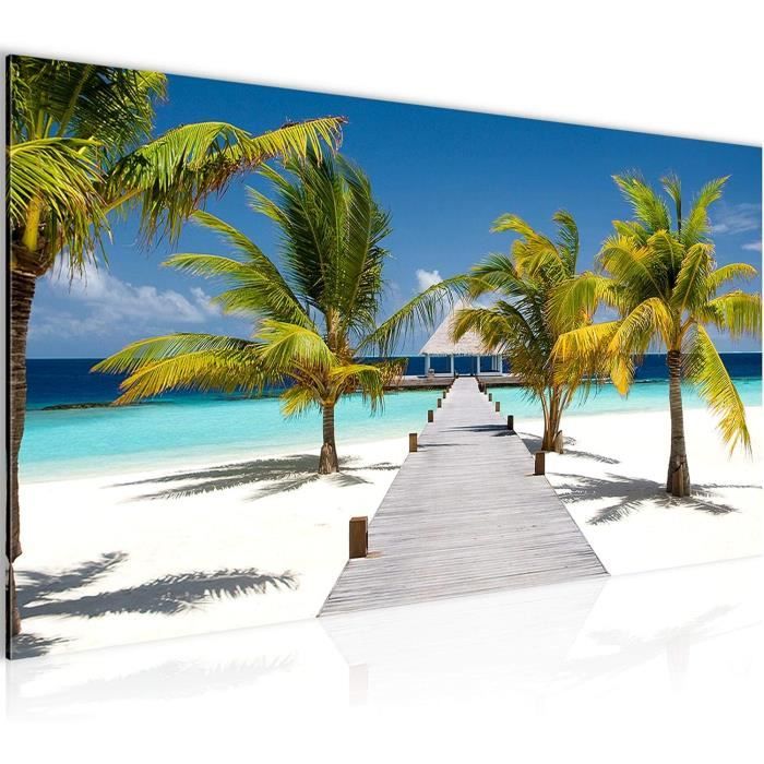 Peintures sur Toile Plage Palmier cocotier étoile de mer Impression
