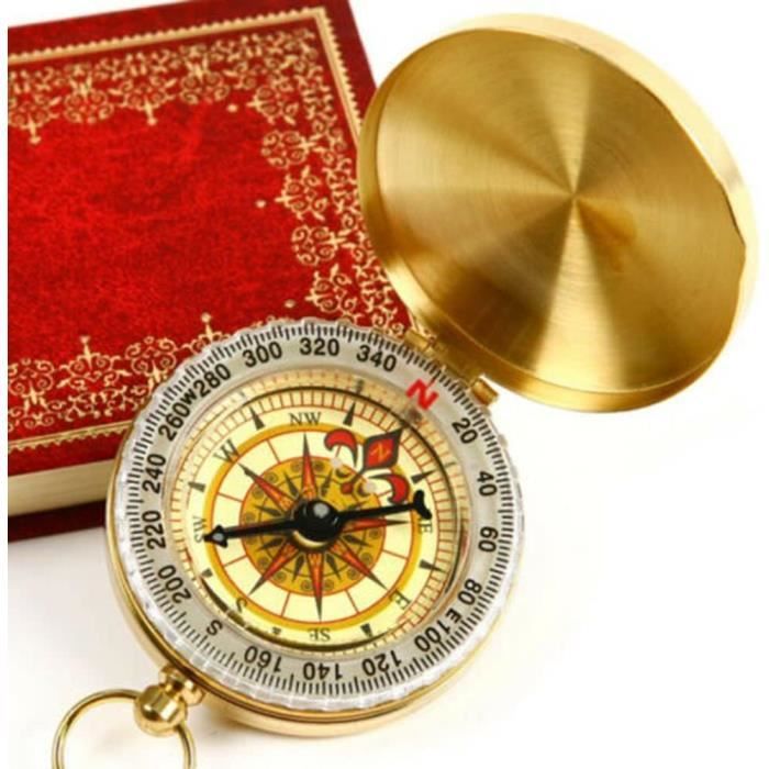 Boussole De Camping En Laiton Massif De Collection Faite à La Main Avec étui En Cuir Vintage Marin Amateur Boussole De Poche Cadeau