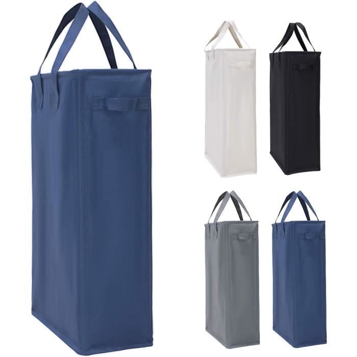 Panier à Linge étroit Pliable 45L Avec Couvercle - Tissu Effet Lin, Sac Intérieur Zippé, Gris