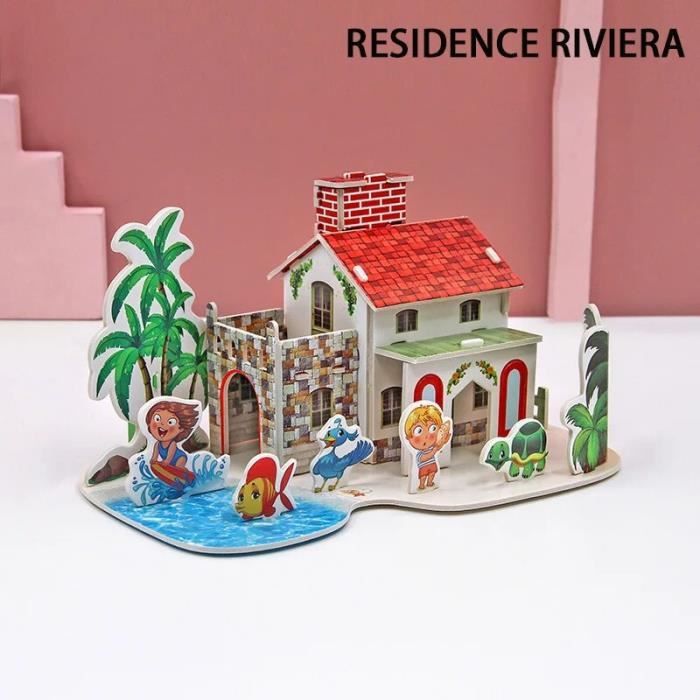 Puzzle 3D En Papier Maison Miniature - Activité Montessori, Bricolage Enfant 2-7 Ans - Développe Créativité Et Motricité