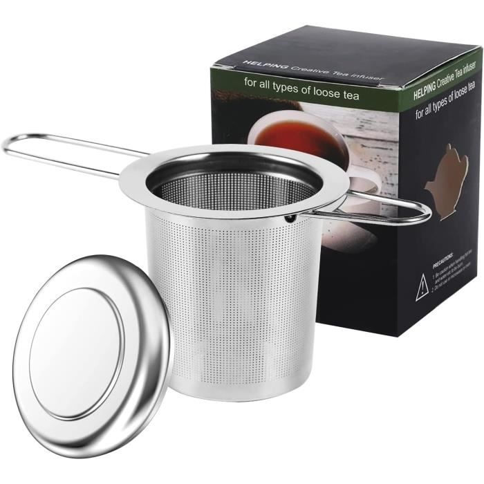 SKENGWEL Infuseur Thé, Filtre à Thé Filtre Extra Fin 0,5mm, avec Poignées Pliables et Couvercle SKENGWEL Infuseur Thé, Filtre à Thé Filtre Extra Fin 0,5mm, avec Poignées Pliables et Couvercle